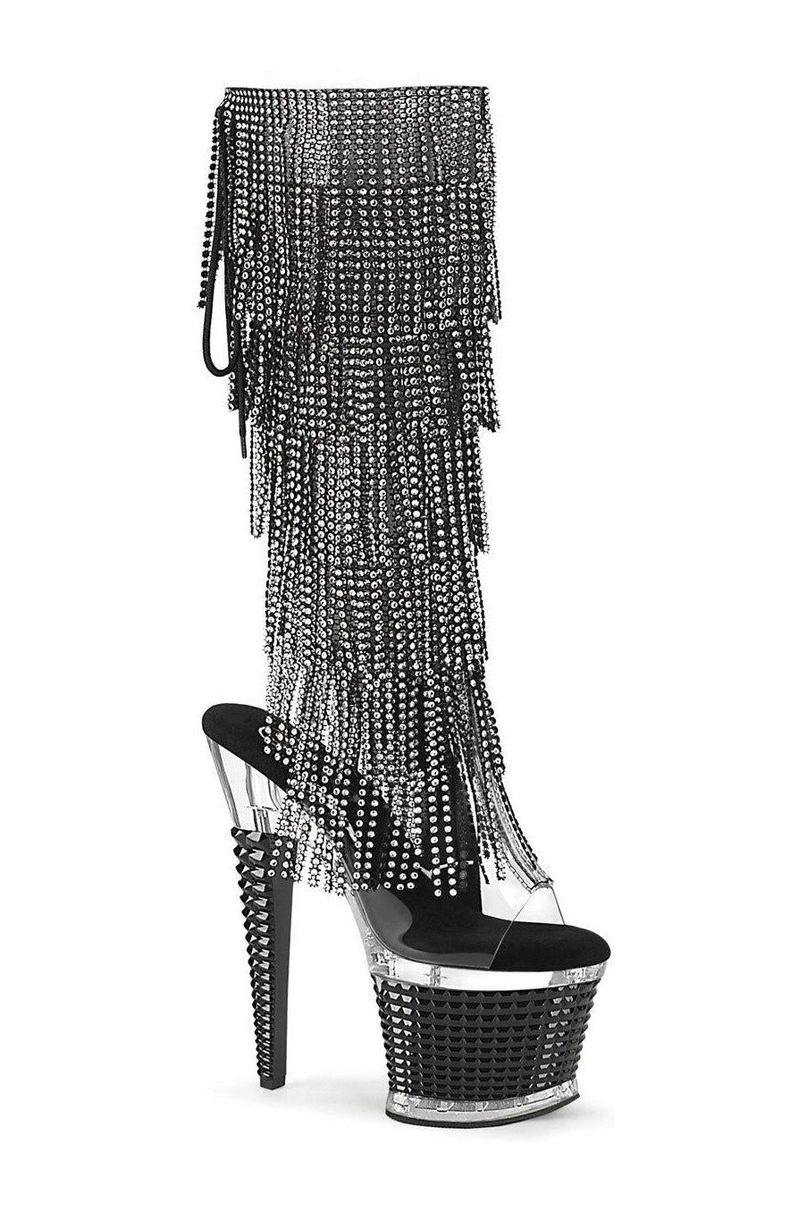 Pleaser Clear Knee Boots Platform Stripper Shoes | Buy at Sexyshoes.com