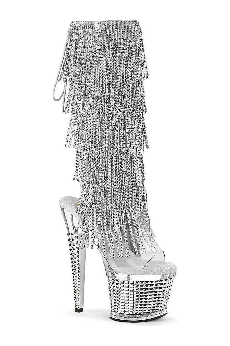 Pleaser SPECTATOR-2017RSF Knee Boot in Clear Vinyl from SexyShoes.com