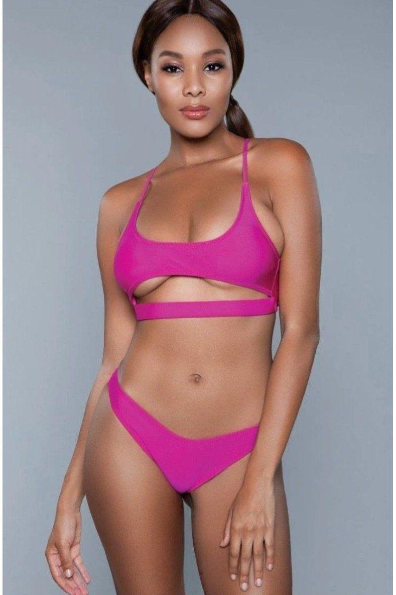 Sporty 2 Piece Swimsuit-Two Piece Swim-BeWicked-Fuchsia-XS-SEXYSHOES.COM