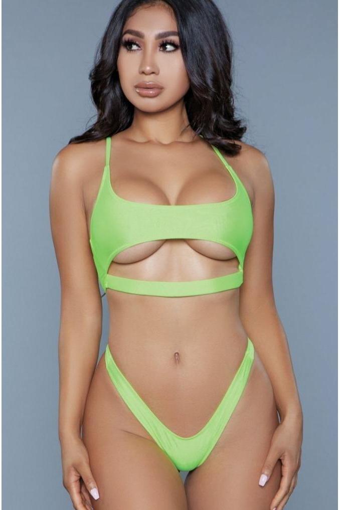 Sporty 2 Piece Swimsuit-Two Piece Swim-BeWicked-Yellow-XS-SEXYSHOES.COM