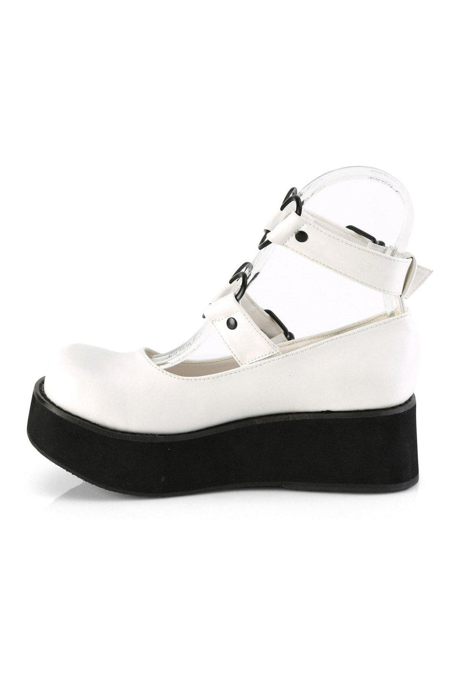 Demonia SPRITE-02 Mary Jane in White Faux Leather