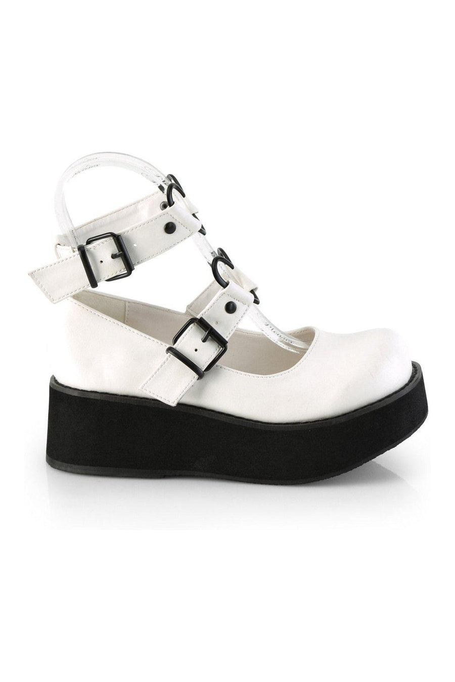 Demonia SPRITE-02 Mary Jane in White Faux Leather