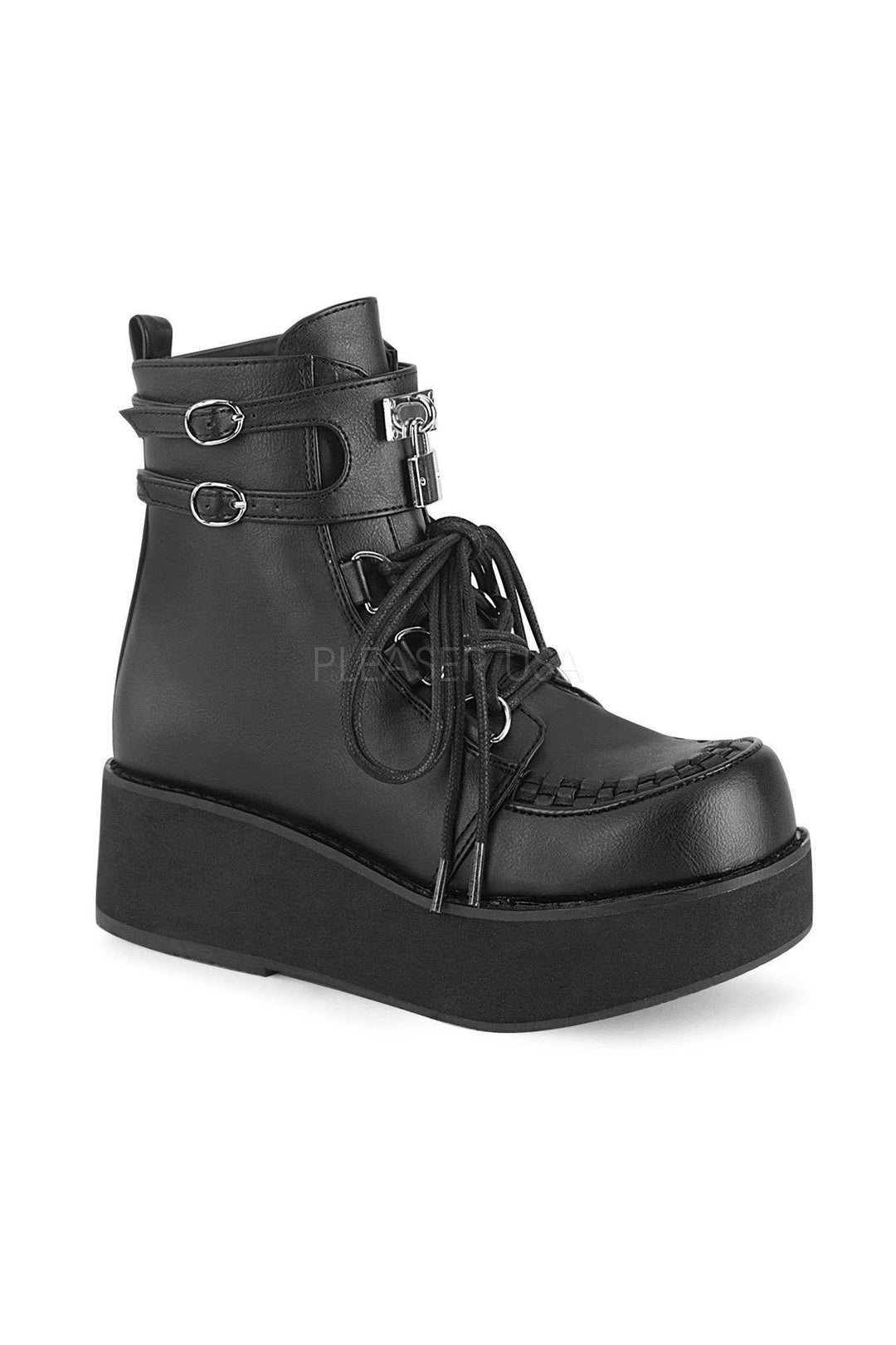 Demonia SPRITE-70  Ankle Boot in Black Faux Leather from SexyShoes.com