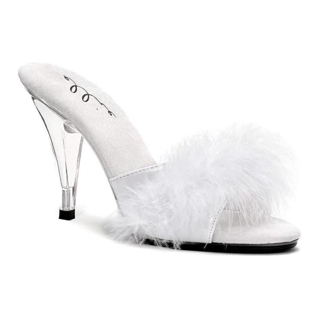 Ellie Shoes 405 SASHA Marabou in White Satin from SexyShoes.com
