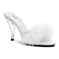 Ellie Shoes 405 SASHA Marabou in White Satin from SexyShoes.com