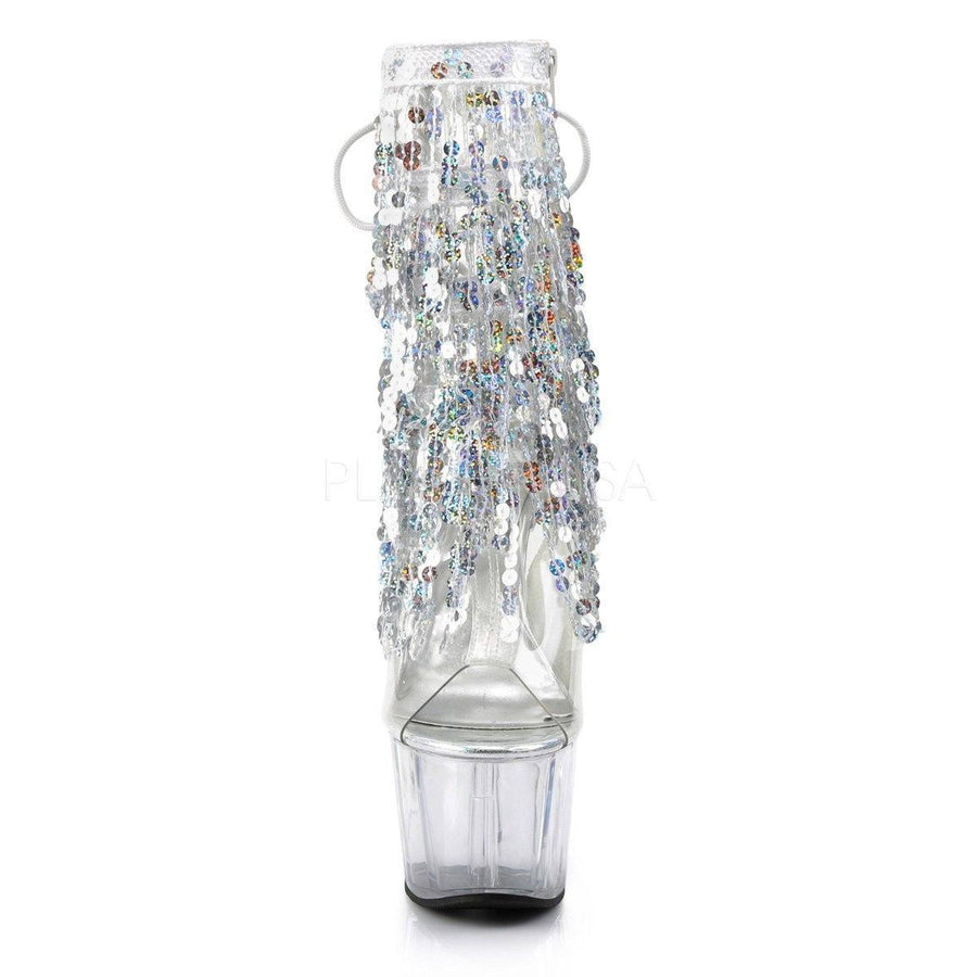 Pleaser Brand SS ADORE 1017SQF Platform Boot in Clear Vinyl