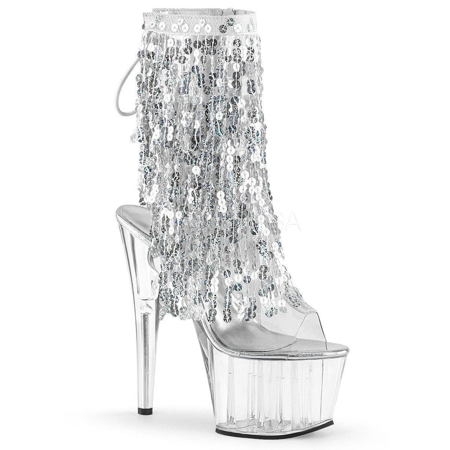 Pleaser Brand SS ADORE 1017SQF Platform Boot in Clear Vinyl from SexyShoes.com