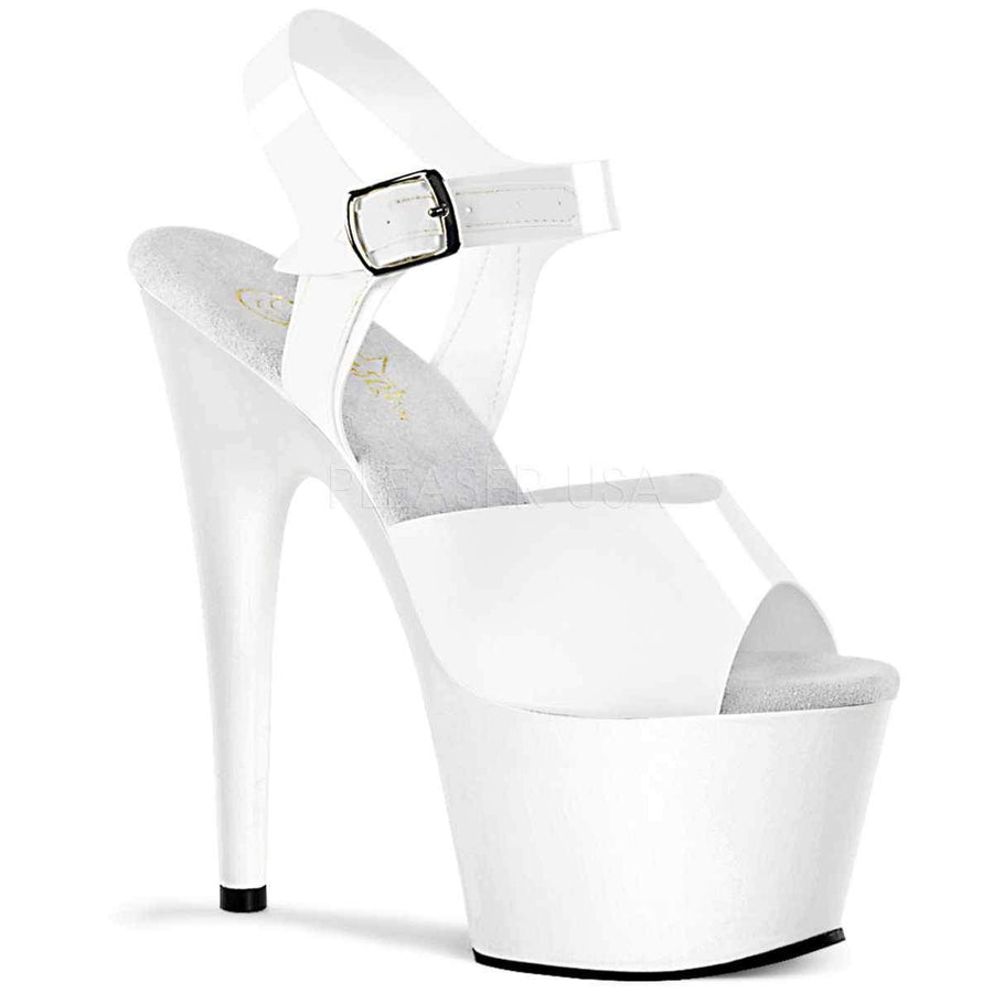 Pleaser Brand SS ADORE 708N Platform Sandal in White Faux Leather from SexyShoes.com