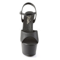 Pleaser Brand SS ASPIRE 609 Platform Sandal in Black Faux Leather