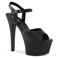 Pleaser Brand SS ASPIRE 609 Platform Sandal in Black Faux Leather from SexyShoes.com