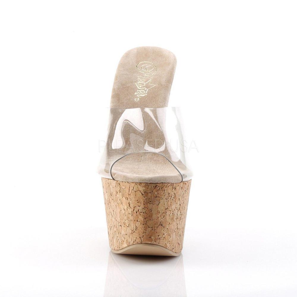 SS-BEAU-601 Platform Slide | Clear Vinyl-Footwear-Pleaser Brand-Clear-9-Vinyl-SEXYSHOES.COM