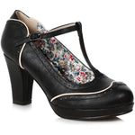 SS-Bettie Page Joan Vintage Pump  | Black Faux Leather