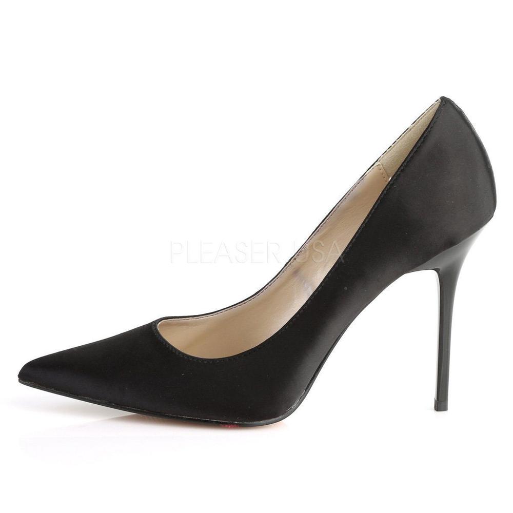 SS-CLASSIQUE-20 Pump | Black Genuine Satin-Footwear-Pleaser Brand-Black-14-Satin-SEXYSHOES.COM