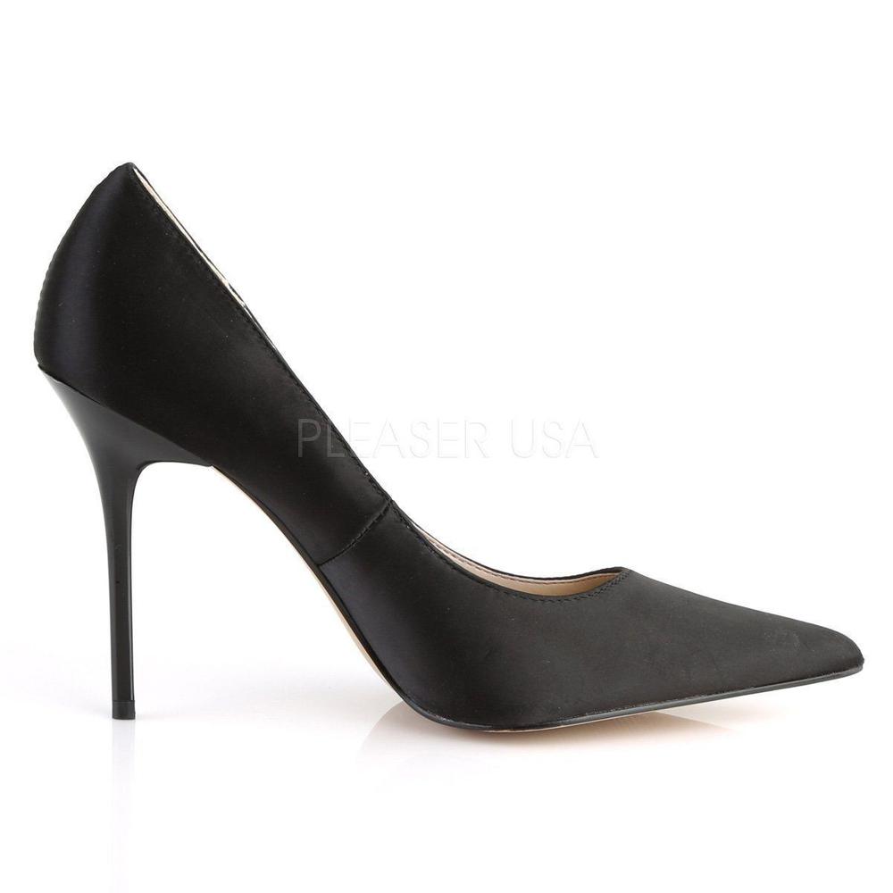 SS-CLASSIQUE-20 Pump | Black Genuine Satin-Footwear-Pleaser Brand-Black-14-Satin-SEXYSHOES.COM