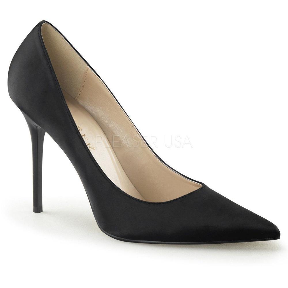 SS-CLASSIQUE-20 Pump | Black Genuine Satin-Footwear-Pleaser Brand-Black-14-Satin-SEXYSHOES.COM