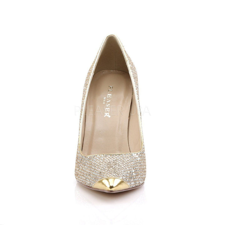 SS-CLASSIQUE-20 Pump | Gold Fabric-Footwear-Pleaser Brand-Gold-10-Fabric-SEXYSHOES.COM