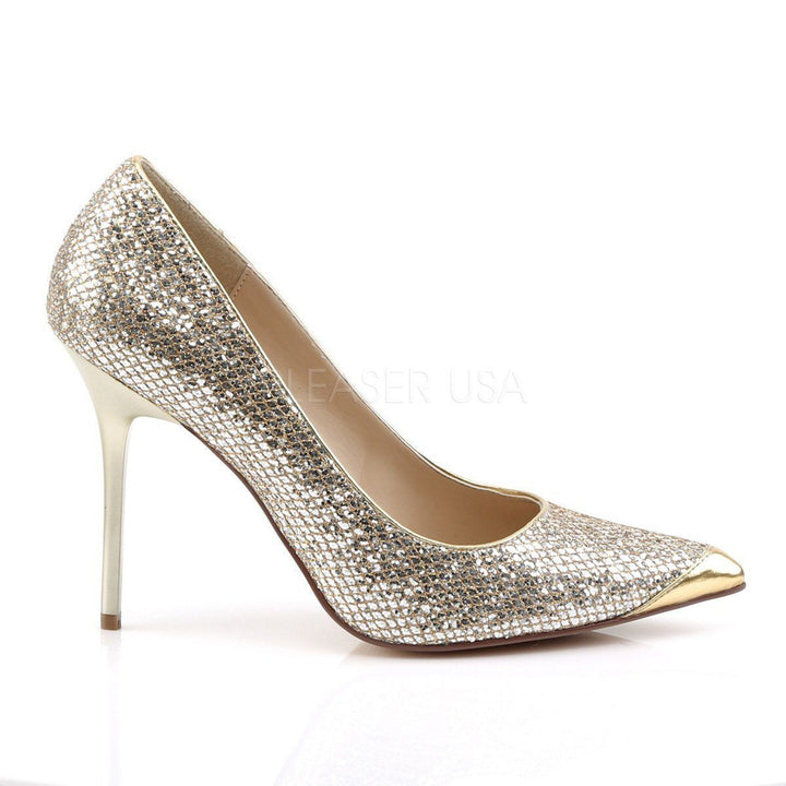 SS-CLASSIQUE-20 Pump | Gold Fabric-Footwear-Pleaser Brand-Gold-10-Fabric-SEXYSHOES.COM
