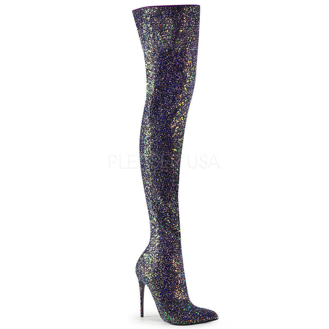 SS-COURTLY-3015 Thigh Boot | Black Glitter-Footwear-Pleaser Brand-Black-12-Glitter-SEXYSHOES.COM