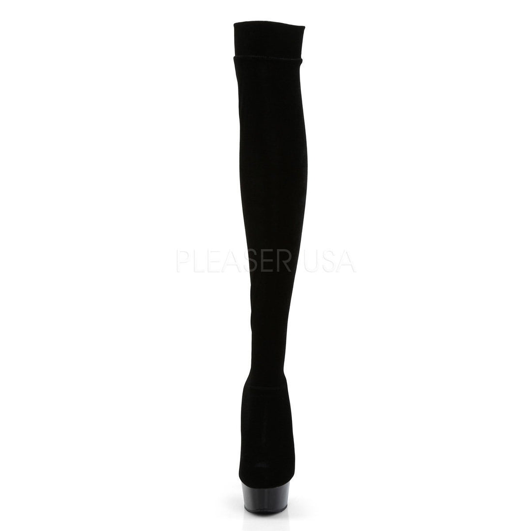 DELIGHT-3002 Platform Boot | Black Velvet-Pleaser-SEXYSHOES.COM
