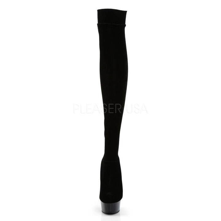 DELIGHT-3002 Platform Boot | Black Velvet-Pleaser-SEXYSHOES.COM