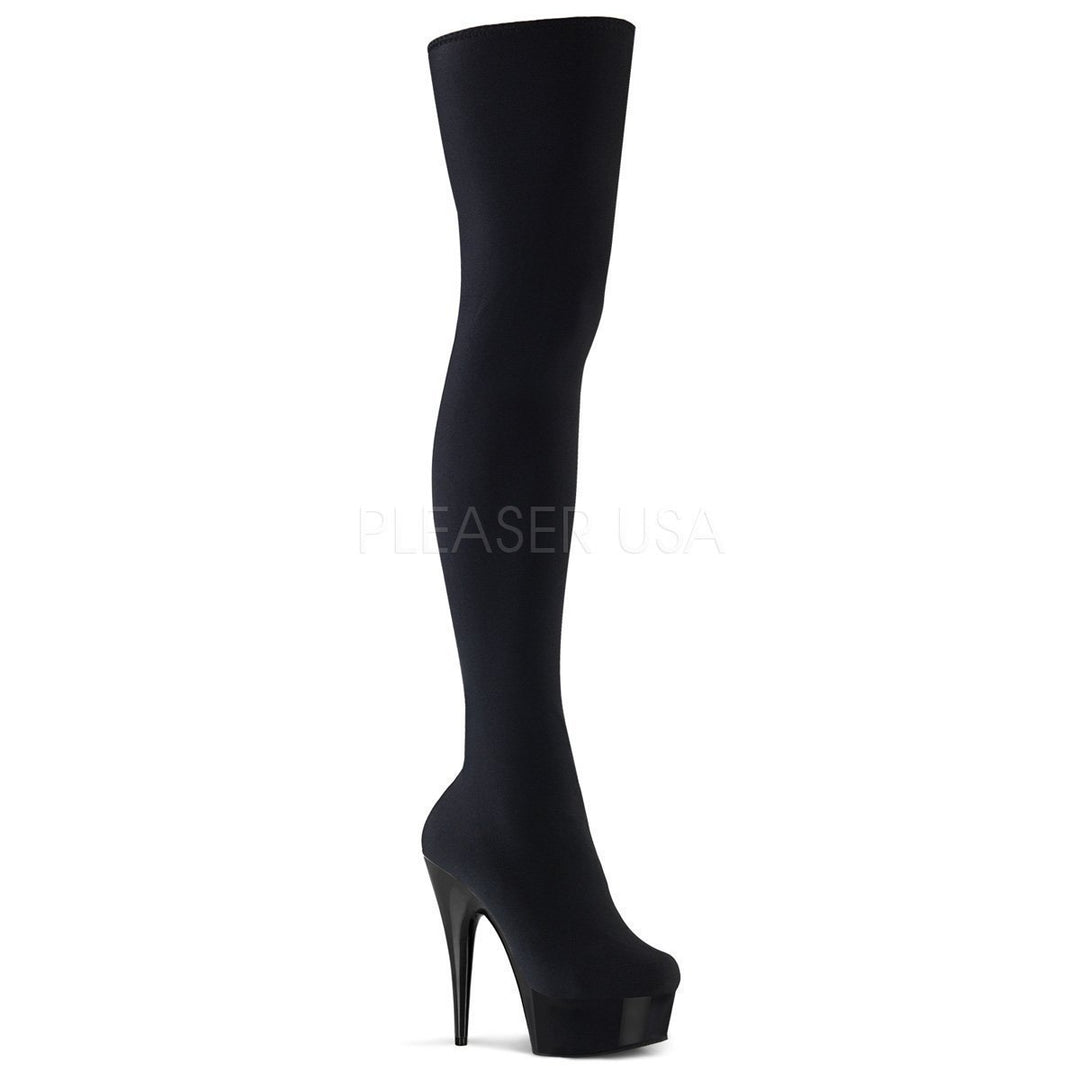 DELIGHT-3002 Platform Boot | Black Velvet-Pleaser-SEXYSHOES.COM
