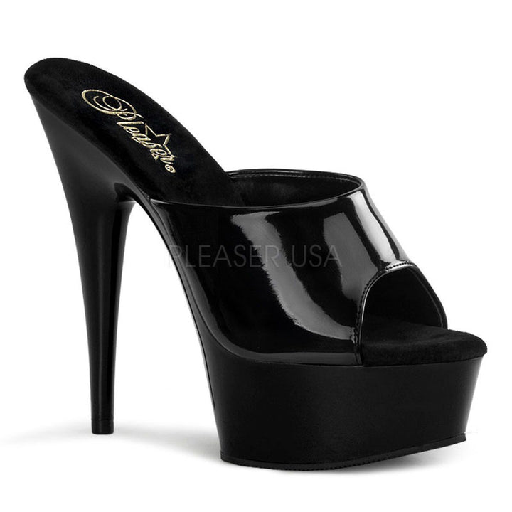 SS-DELIGHT-601 Platform Slide | Black Patent-Footwear-Pleaser Brand-Black-10-Patent-SEXYSHOES.COM