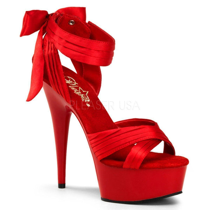 SS-DELIGHT-668 Platform Sandal | Red Genuine Satin-Footwear-Pleaser Brand-Red-7-Satin-SEXYSHOES.COM