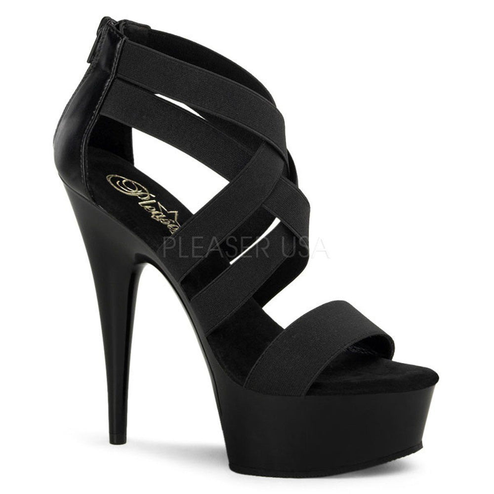 SS-DELIGHT-669 Platform Sandal | Black elastic-Footwear-Pleaser Brand-Black-14-Faux Leather-SEXYSHOES.COM