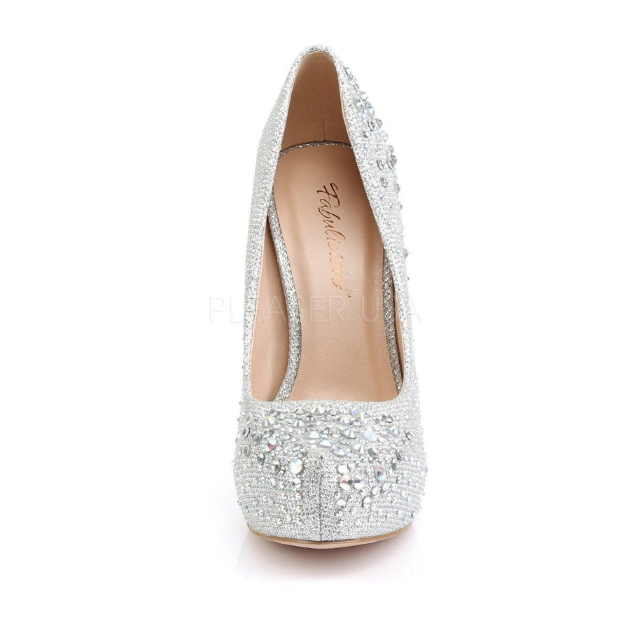 Pleaser Brand SS DESTINY 06R Pump in Silver Fabric