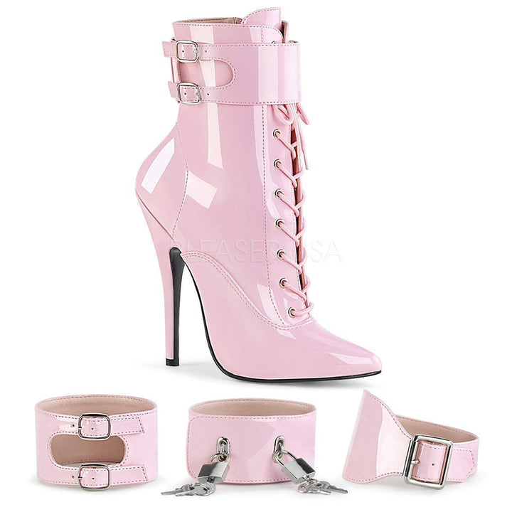 Pleaser Brand SS DOMINA 1023 Ankle Boot in Pink Patent from SexyShoes.com