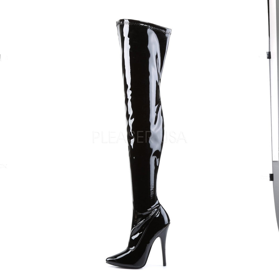 SS-DOMINA-3000 Thigh Boot | Black Patent-Footwear-Pleaser Brand-Black-13-Patent-SEXYSHOES.COM