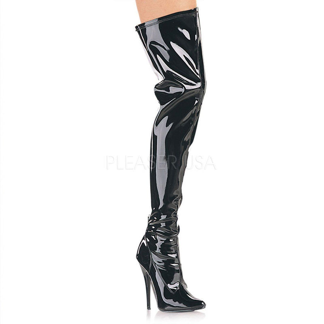 SS-DOMINA-3000 Thigh Boot | Black Patent-Footwear-Pleaser Brand-Black-13-Patent-SEXYSHOES.COM