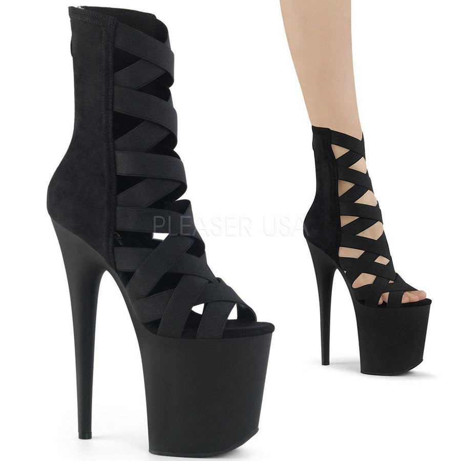 Pleaser Brand SS FLAMINGO 800 24 Platform Sandal in Black Lycra from SexyShoes.com