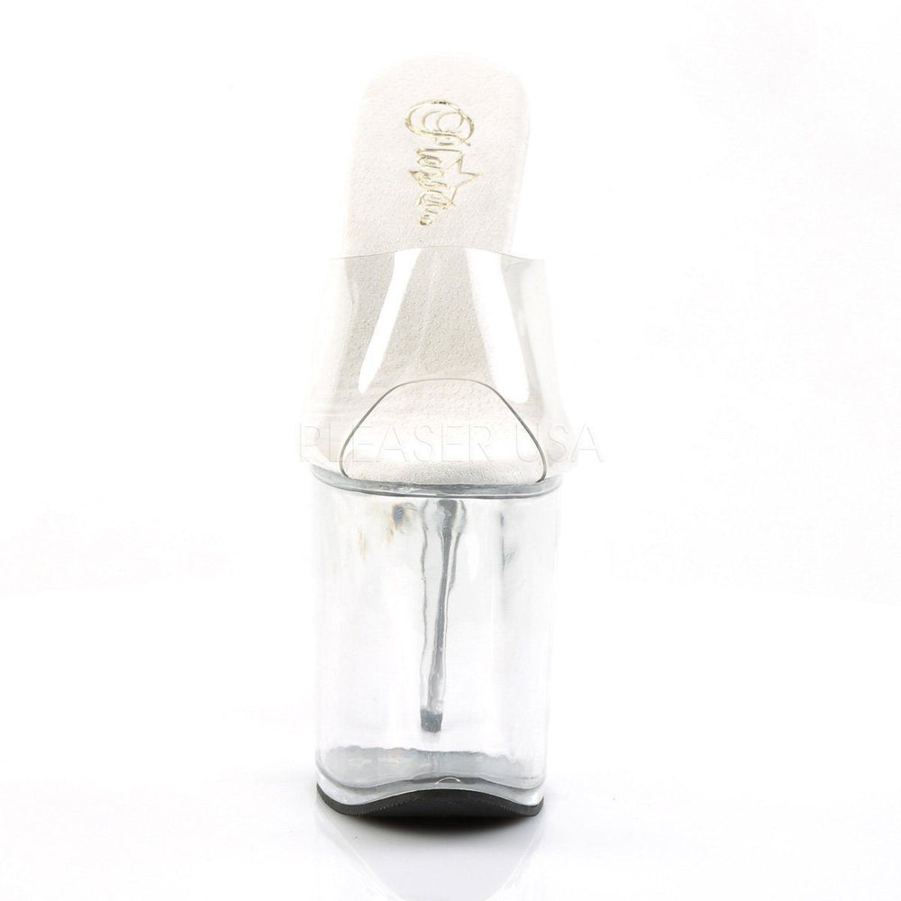 SS-FLAMINGO-801 Platform Slide | Clear Vinyl-Footwear-Pleaser Brand-Clear-8-Vinyl-SEXYSHOES.COM
