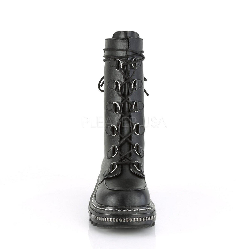 SS-LILITH-270 Gothic Ankle Boot | Black Faux Leather-Final Sale-SEXYSHOES.COM