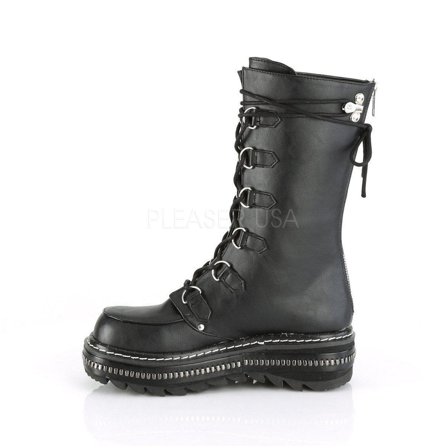 SS-LILITH-270 Gothic Ankle Boot | Black Faux Leather-Final Sale-SEXYSHOES.COM