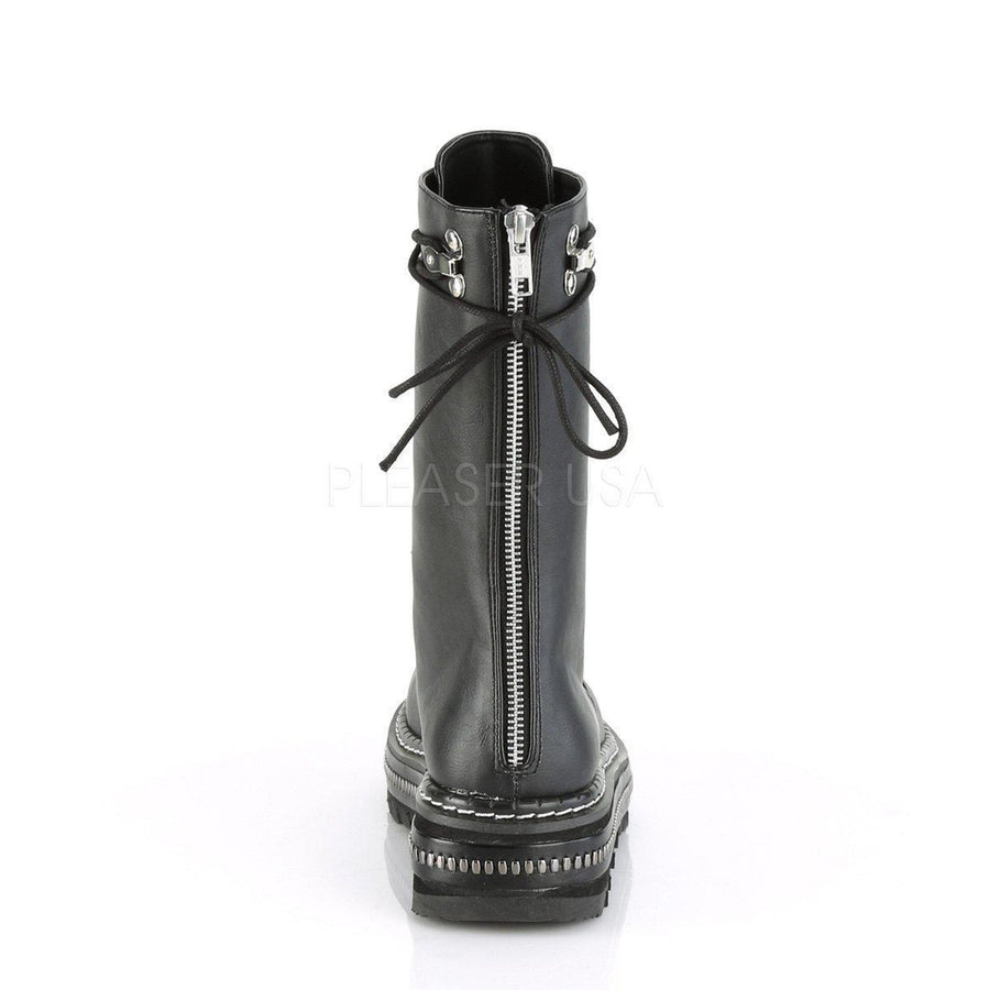 SS-LILITH-270 Gothic Ankle Boot | Black Faux Leather-Final Sale-SEXYSHOES.COM