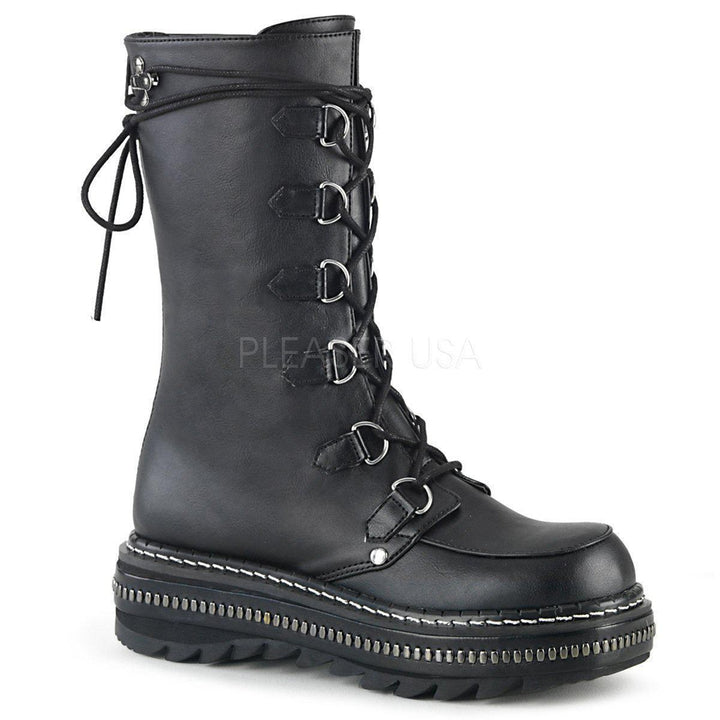 SS-LILITH-270 Gothic Ankle Boot | Black Faux Leather-Final Sale-SEXYSHOES.COM