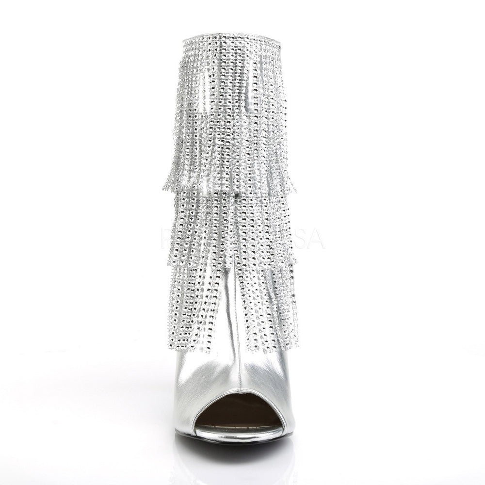 SS-QUEEN-100 Ankle Boot | Silver Faux Leather-Footwear-Pleaser Brand-Silver-11-Faux Leather-SEXYSHOES.COM
