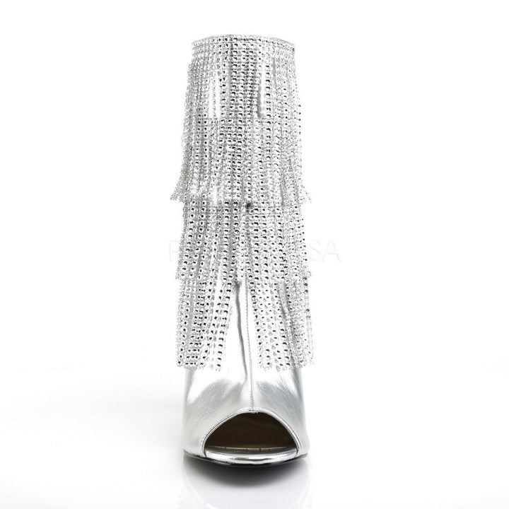 SS-QUEEN-100 Ankle Boot | Silver Faux Leather-Footwear-Pleaser Brand-Silver-11-Faux Leather-SEXYSHOES.COM