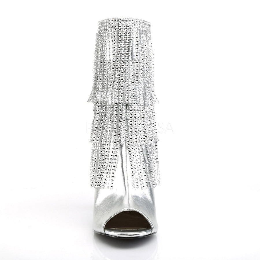 SS-QUEEN-100 Ankle Boot | Silver Faux Leather-Footwear-Pleaser Brand-Silver-11-Faux Leather-SEXYSHOES.COM
