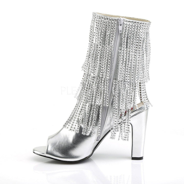 SS-QUEEN-100 Ankle Boot | Silver Faux Leather-Footwear-Pleaser Brand-Silver-11-Faux Leather-SEXYSHOES.COM