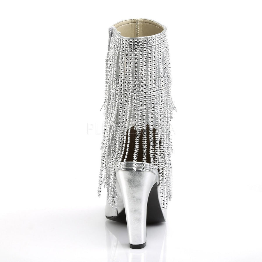 SS-QUEEN-100 Ankle Boot | Silver Faux Leather-Footwear-Pleaser Brand-Silver-11-Faux Leather-SEXYSHOES.COM