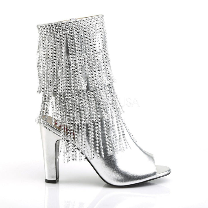 SS-QUEEN-100 Ankle Boot | Silver Faux Leather-Footwear-Pleaser Brand-Silver-11-Faux Leather-SEXYSHOES.COM