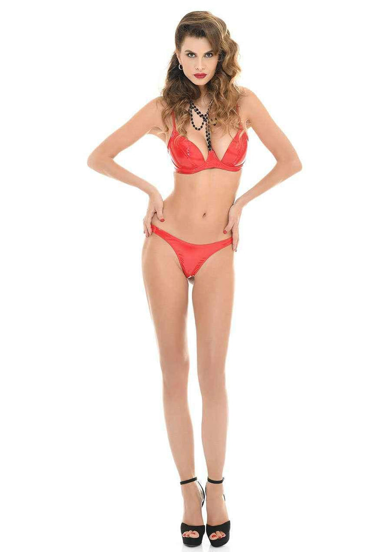 SS-Sam Bra | Red Vinyl-Fetish-Patrice Brand-Red-34B-Vinyl-SEXYSHOES.COM