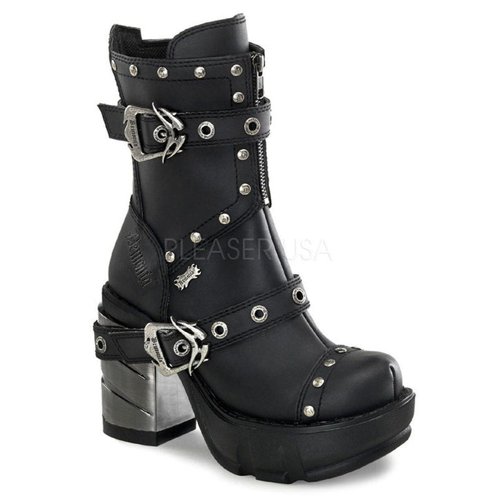 SS-SINISTER-201 Demonia Ankle Boot | Black Vinyl-Footwear-Pleaser Brand-Black-9-Vinyl-SEXYSHOES.COM