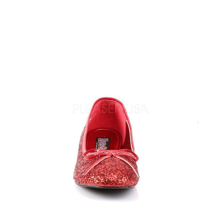 SS-STAR-16G Flat | Red Glitter-Footwear-Pleaser Brand-Red-8-Glitter-SEXYSHOES.COM