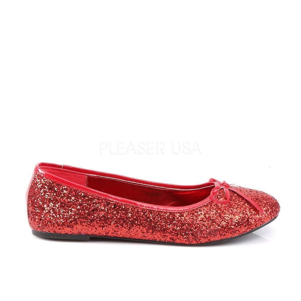 SS-STAR-16G Flat | Red Glitter-Footwear-Pleaser Brand-Red-8-Glitter-SEXYSHOES.COM