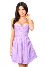 SS-Top Drawer Steel Boned Lilac Lace Empire Waist Corset Dress
