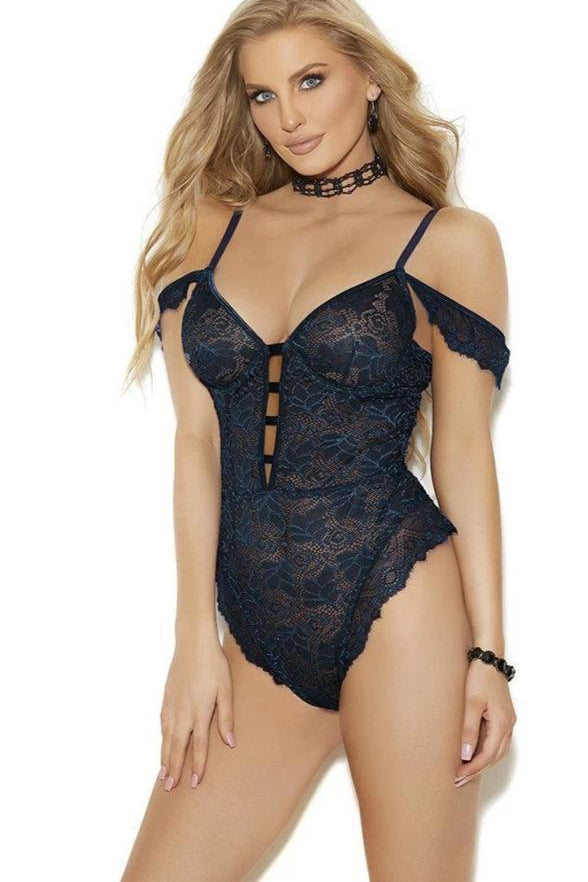SS-Underwire Lace Teddy-Lingerie-Elegant Moments Brand-Blue-S-SEXYSHOES.COM